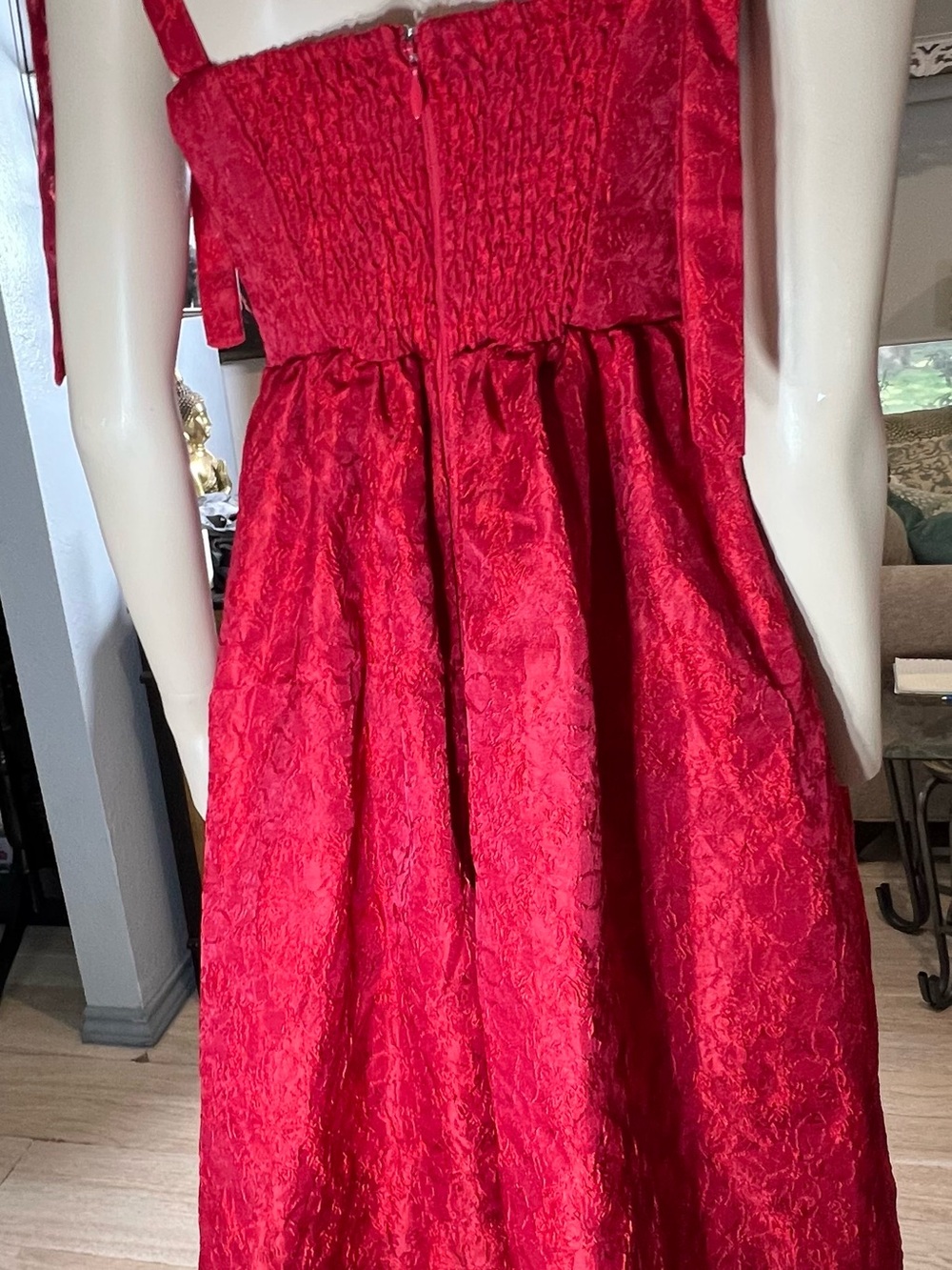 Lulu’s Red Tie-Shoulder Retro Style Midi Dress - Picture 7 of 9